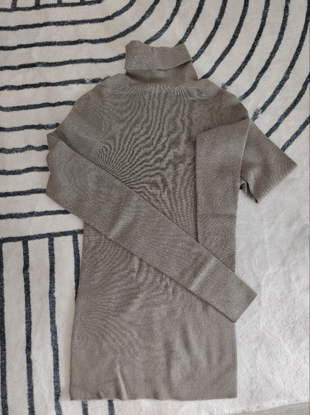 COS Metallic Taupe Merino Wool Knit Sweater